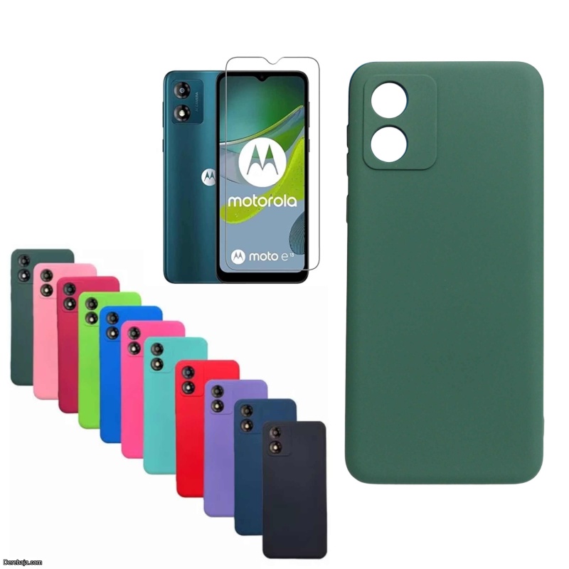 Funda para Motorola Moto E13 Silicona Varios colores + Vidrio templado HD 9H