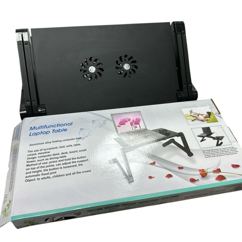 Mesa Ajustable para Notebook con Trípode y Ventiladores – Uso en Cama, Sofá o Escritorio – Aluminio Reforzado
