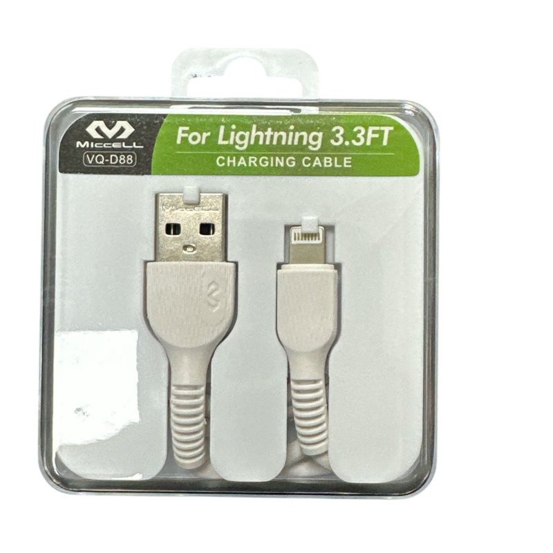 Cable Reforzado MICCEL USB A a Lightning para iPhone X, 11, 12, 13, 14 y Modelos Pro / Max / Plus