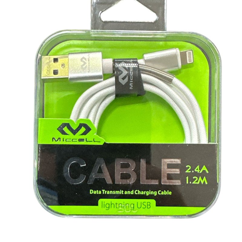 Cable MICCEL USB-A a Lightning Reforzado con Puntas Metálicas – Compatible con iPhone 6 al 14