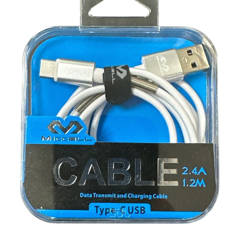 Cable MICCEL USB-A a USB-C Mallado Reforzado con Puntas Metálicas – Compatible con iPhone 15/16 y Samsung A34, A35, A54, A56, A26