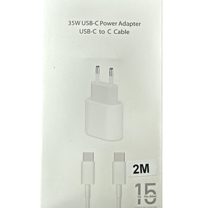 Cargador PD 35W USB-C + Cable USB-C a USB-C de 2 Metros Reforzado – Compatible con iPhone 15 y 16 (Todas las Variantes)