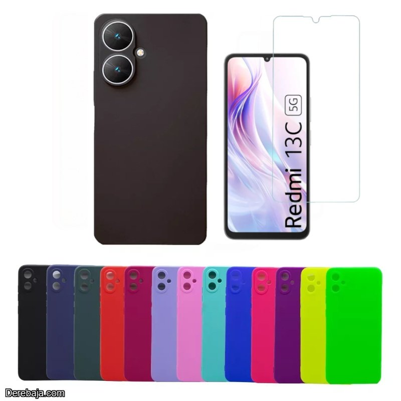 Funda para Xiaomi Redmi 13C 5g Silicona de Colores Flexible mas vidrio Templado HD 9H