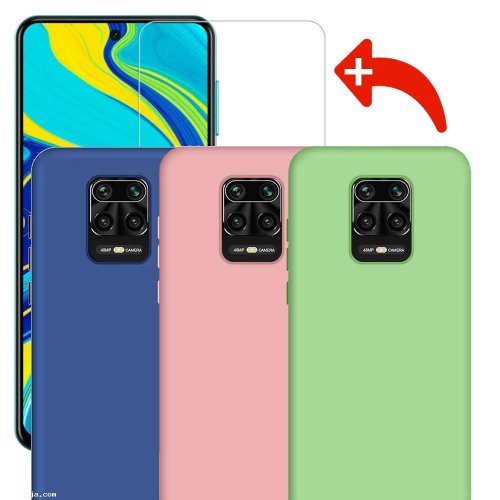 Redmi Note 9S y Redmi Note 9 Pro Protector Silicona Case Carcasa + vidrio templado
