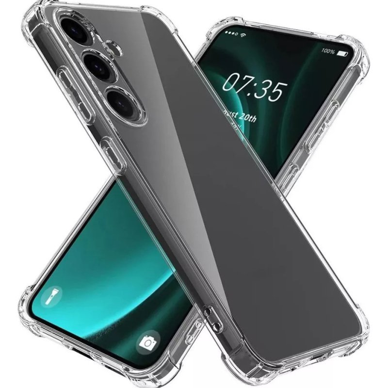 Funda Samsung A55 Silicona protector case compatible Transparente + Vidrio templado HD 9h