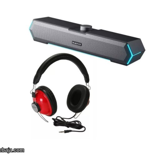 Barra De Sonido Gamer Havit M19 + Auricular Vicha Retro en Combo