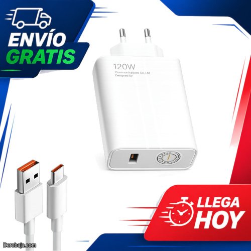Cargador Ultra Rápido Turbo 120W compatible con Xiaomi Samsung  y Tablet`s