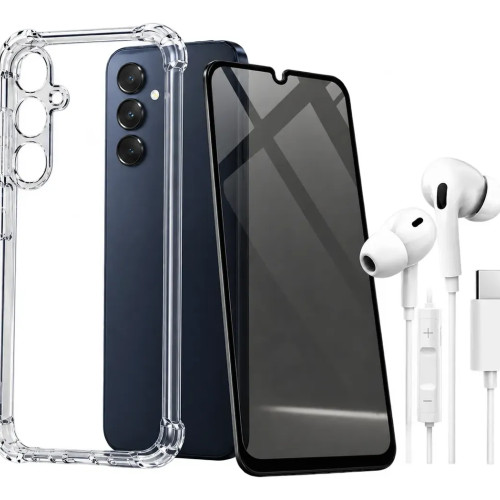 Funda Para Samsung A17 Cristal Case + Vidrio Anti Espía y auricular
