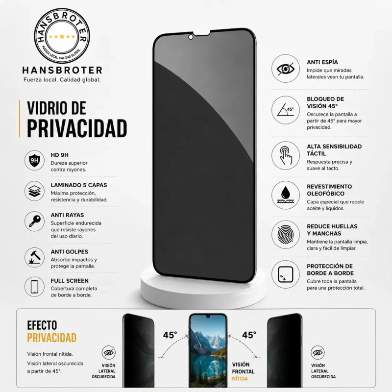 Funda Para Samsung A17 Cristal Case + Vidrio Anti Espía y Cargador PD 45W