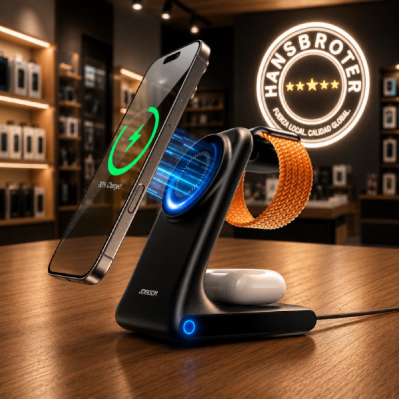 Cargador inalámbrico 3 en 1 para iPhone del 12 al 17 + AirPods y Apple Watch